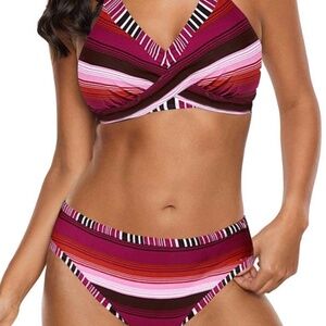 New bikini two piece red pink swimsuit bathing suit